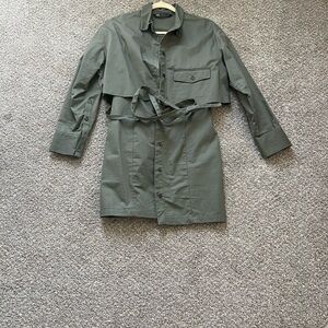 Zara Olive Military Green Utility Dress, M